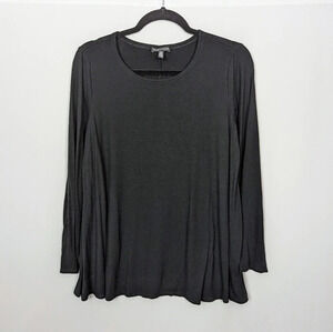 Eileen Fisher L Top Black Long Sleeve T-Shirt Flowy shirt Viscose Knit Stretch